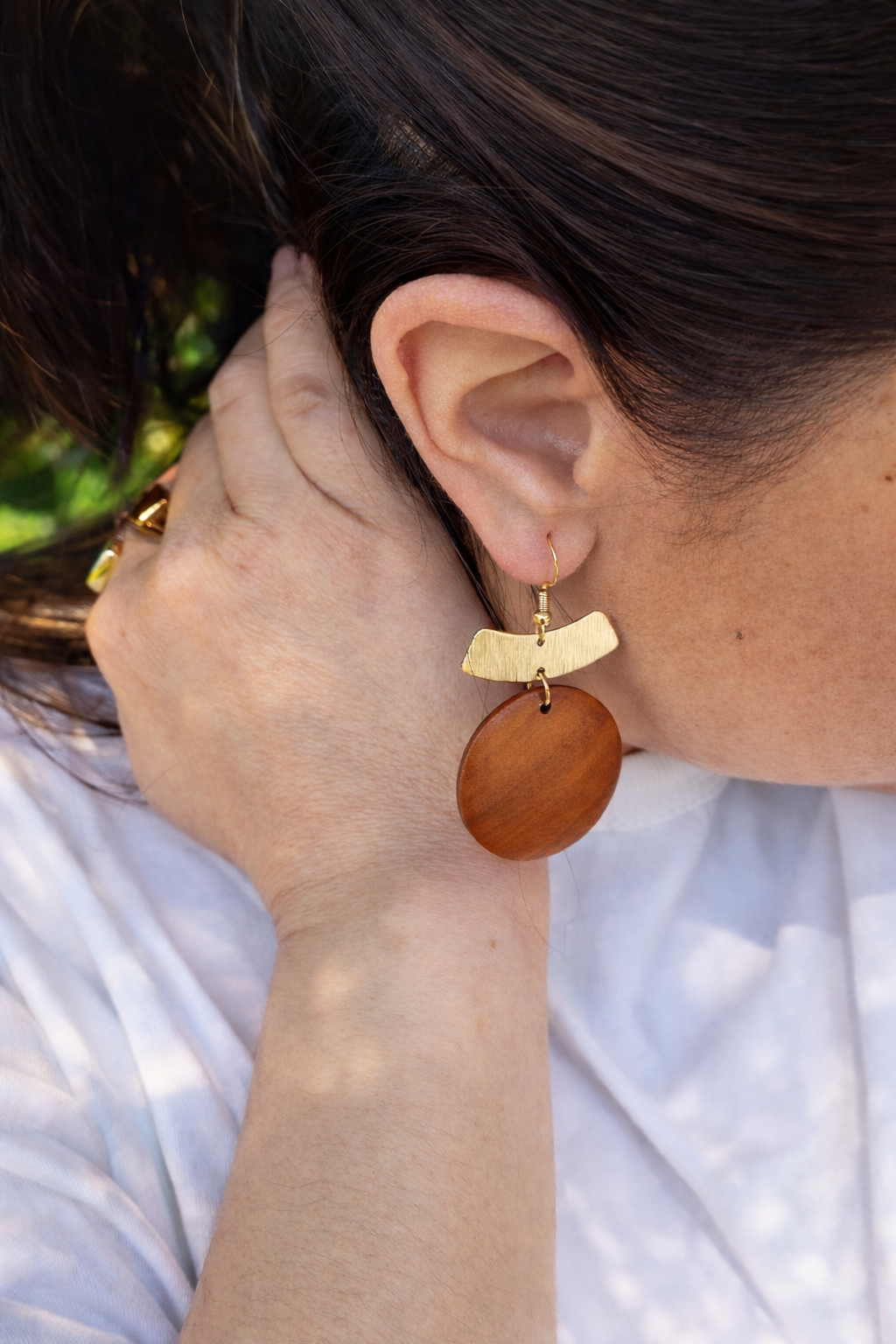SANZA _ Boucles d’oreilles en bois et acier inoxydable