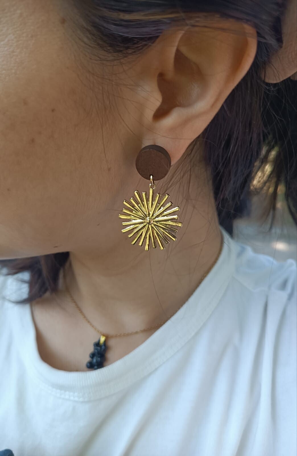 MOYI _ Boucle d’oreilles bois et acier inoxydable