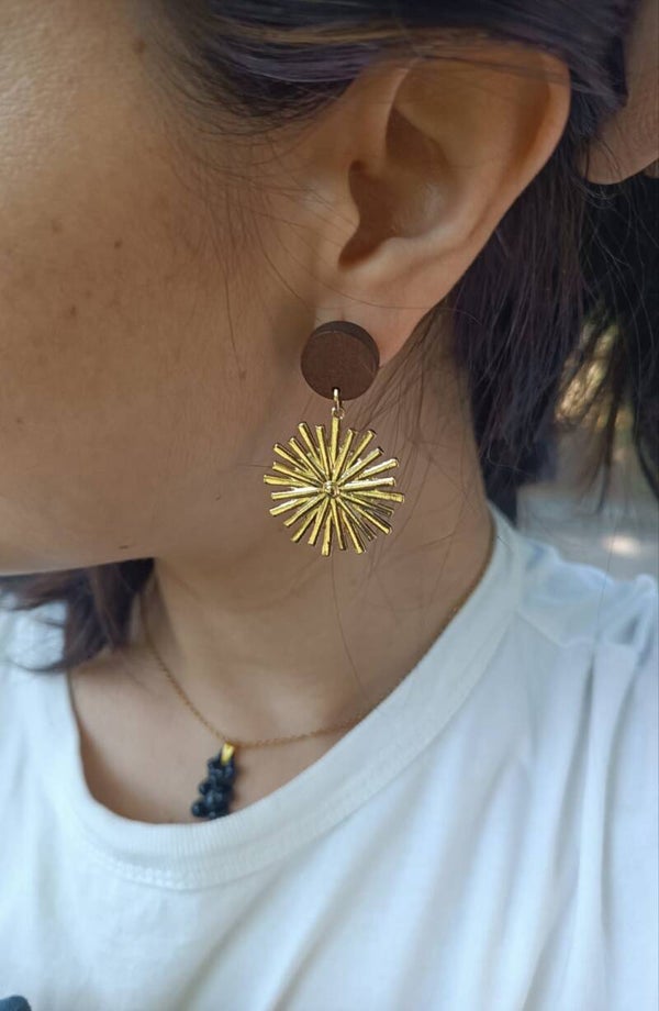 MOYI _ Boucle d’oreilles bois et acier inoxydable
