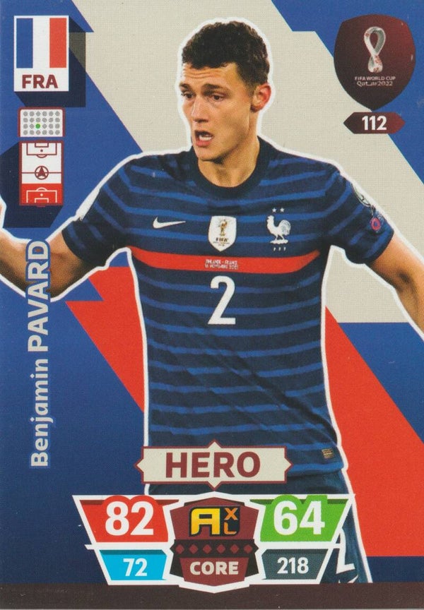 #112: Benjamin Pavard (France) - PANINI ADRENALYN XL - FIFA WORLD CUP QATAR 2022