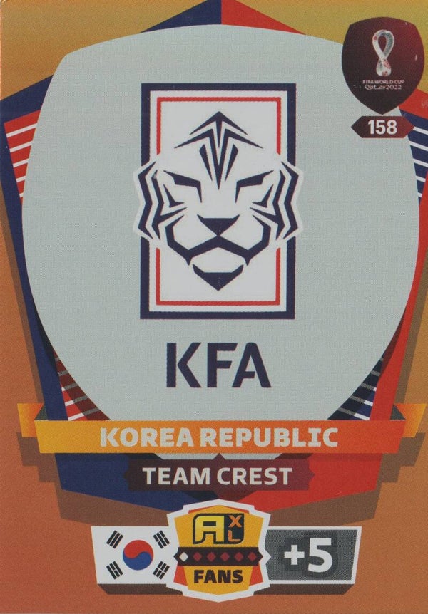 #158: Team Crest KFA (Korea Republic) - PANINI ADRENALYN XL - FIFA WORLD CUP QATAR 2022