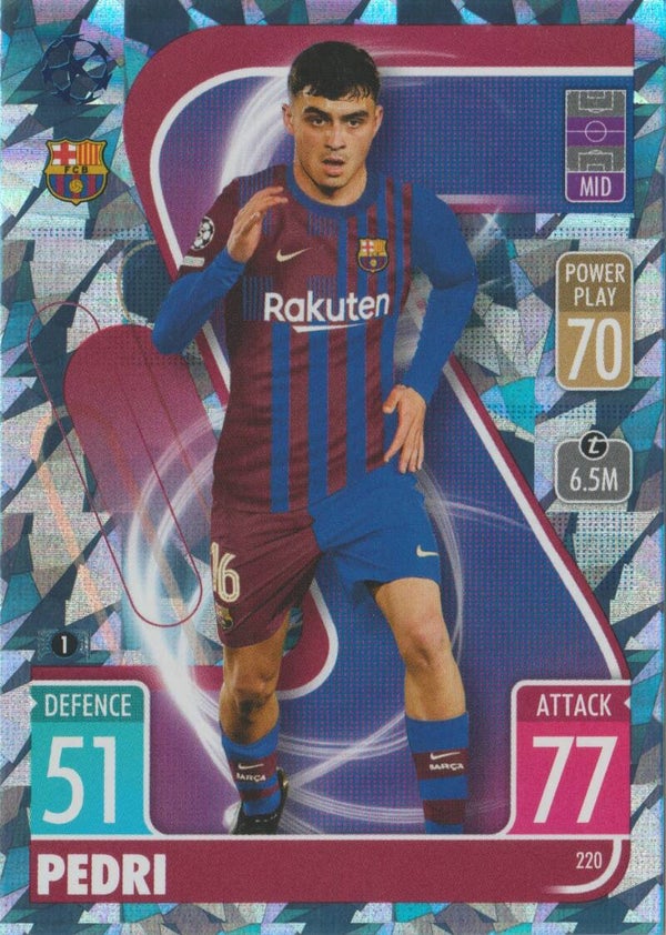 #220: Pedri (FC Barcelona) Topps Crystal Foil Parallel Match Attax CL/EL/ECL 2021-2022