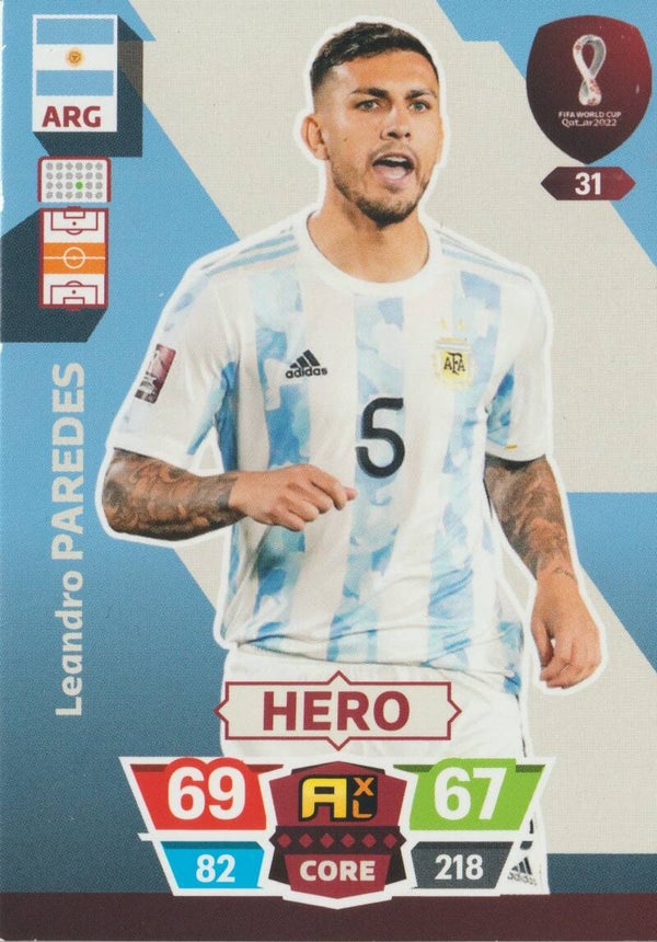 #31: Leandro Paredes (Argentina) - PANINI ADRENALYN XL - FIFA WORLD CUP QATAR 2022
