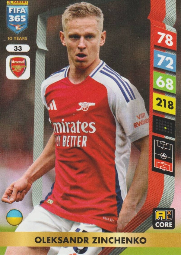 #33: Oleksandr Zinchenko (Arsenal) - Panini FIFA 365 Adrenalyn XL 2025