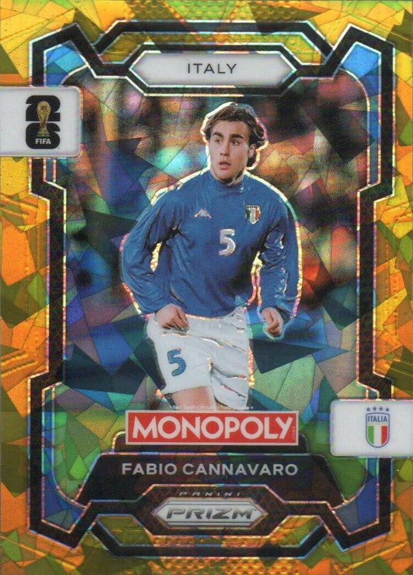 #36: Fabio Cannavaro (Italië) Gold Cracked Ice Parallel - Panini Prizm Monopoly World Cup 2026