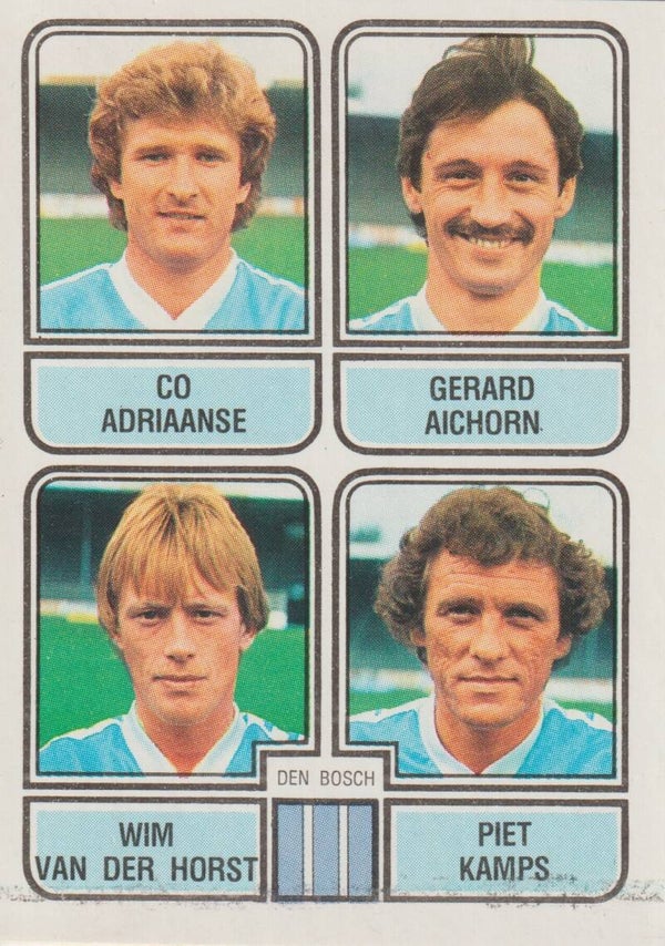 #377 A-B-C-D: Co Adriaanse / Gerard Aichorn / Wim van der Horst / Piet Kamps (Den Bosch) - Panini Voetbal 82 (Eredivisie)