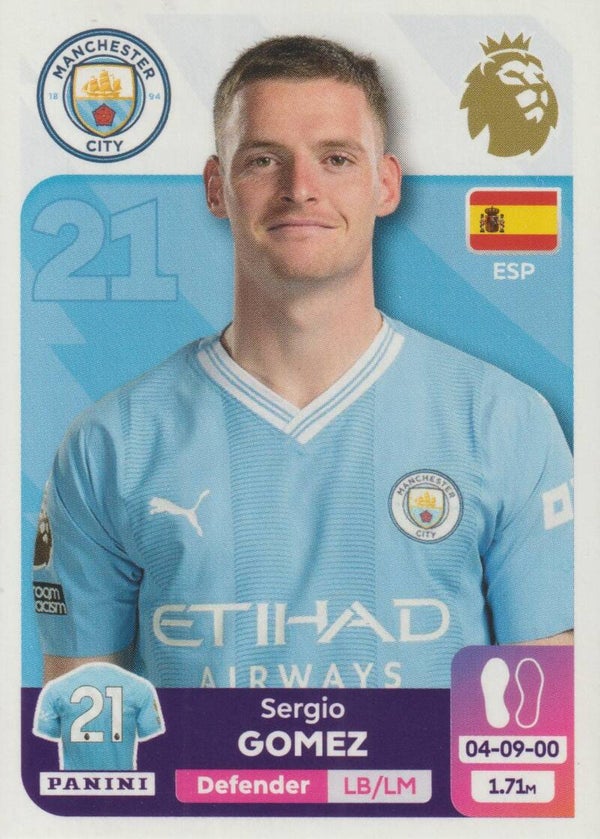 #412: Sergio Gomez (Manchester City) - Panini Premier League 2024