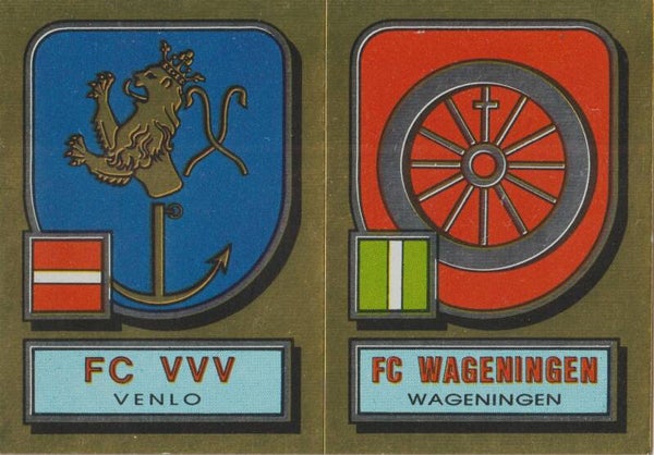 #421: A-B: Logo's (Foil) FC VVV & FC Wageningen - Panini Voetbal 82 (Eredivisie)