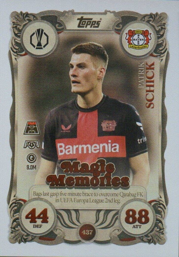 #437: Patrik Schick (Bayer 04 Leverkusen) - Topps Match Attax CL/EL/ECL 2025/2026