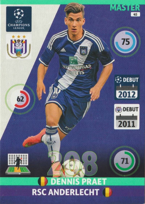 #45: Dennis Praet (RSC Anderlecht) PANINI ADRENALYN XL CL 2014-2015
