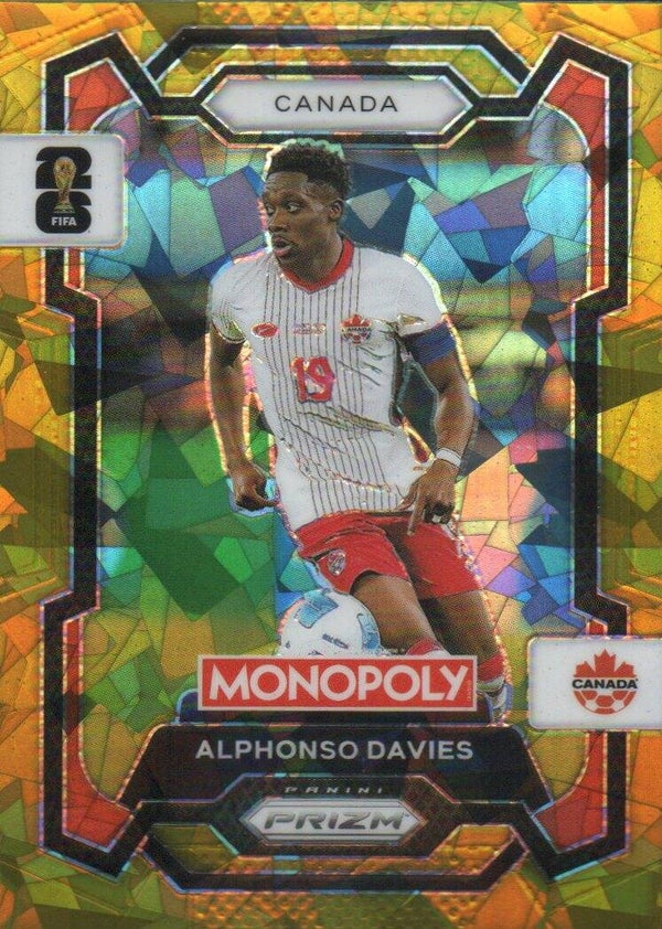 #78: Alphonso Davies (Canada) Gold Cracked Ice Parallel - Panini Prizm Monopoly World Cup 2026