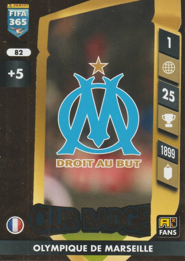 #82: Club Badge (Olympique de Marseille) - Panini FIFA 365 Adrenalyn XL 2025