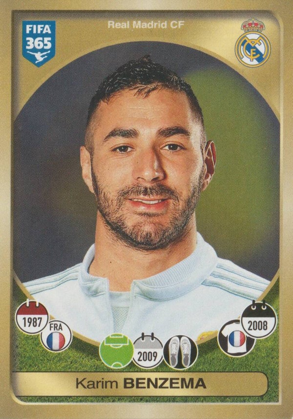 #86: Karim Benzema (Real Madrid CF) Panini 365 The Golden World of  Football 2017