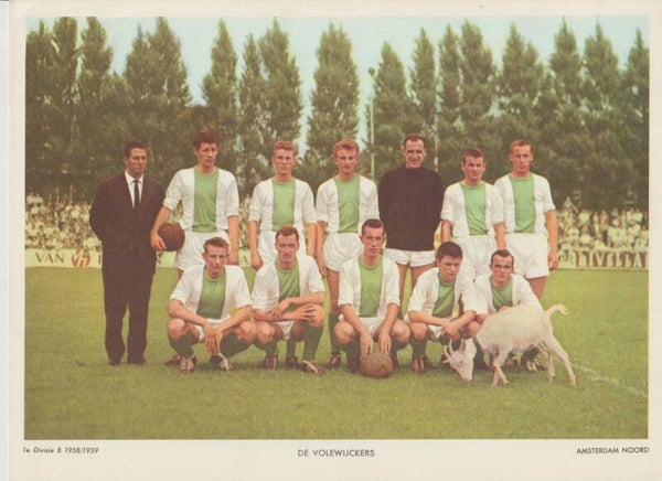 ESSO A4 Elftalplaat Eerste Divisie B 1958/1959: De Volewijckers (Amsterdam Noord)