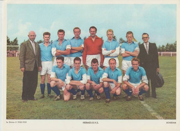 #5B: Hermes-D.V.S. (Schiedam) - ESSO A4 Elftalplaat Eerste Divisie B 1958/1959