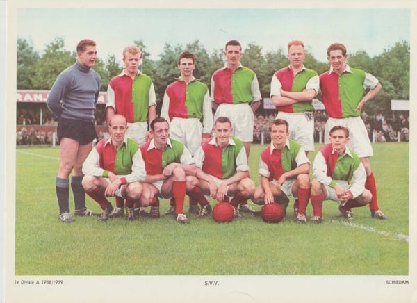 ESSO A4 Elftalplaat Eerste Divisie A 1958/1959: S.V.V. (Schiedam)