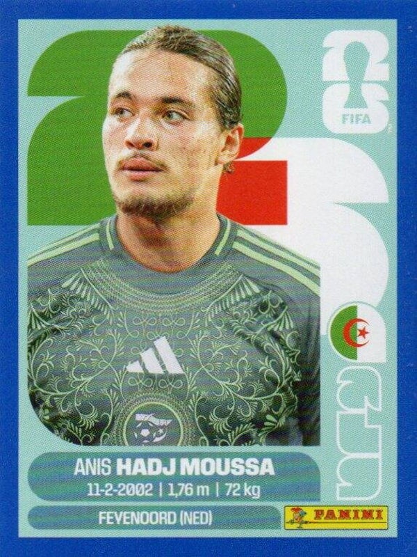 #ALG 17: Anis Hadj Moussa (Algeria) - Panini FIFA World Cup 2026 Canada, USA, Mexico. Blue Border Parallel