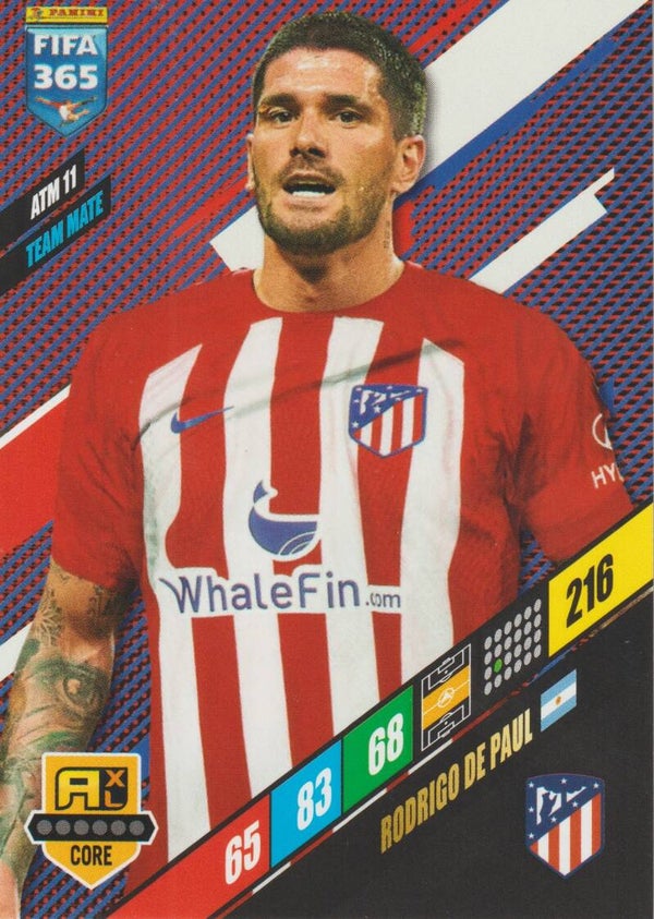 #ATM 11: Rodigo de Paul (Atlético de Madrid) - Panini FIFA 365 Adrenalyn XL 2024 (issued 2023)