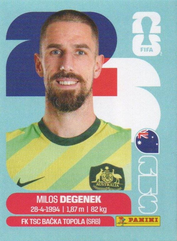 #AUS 10: Milos Degenek (Australia) - Panini FIFA World Cup 2026 Canada, USA, Mexico. Standaard Editie
