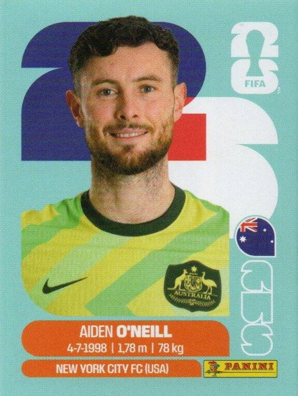#AUS 14: Aiden O'Neill (Australia) - Panini FIFA World Cup 2026 Canada, USA, Mexico. Standaard Editie
