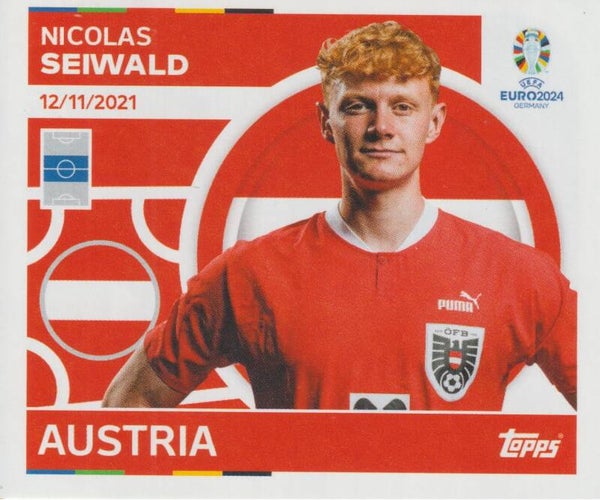 #AUT-11: NICOLAS SEIWALD (AUSTRIA) FOIL - TOPPS UEFA EURO 2024 GERMANY