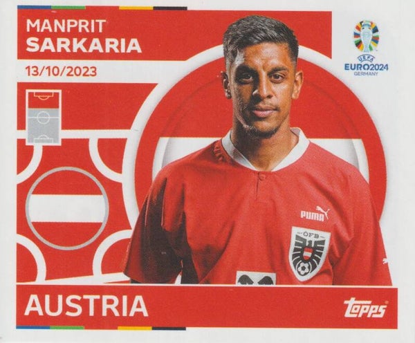 #AUT-20: MANPRIT SARKARIA (AUSTRIA) FOIL - TOPPS UEFA EURO 2024 GERMANY