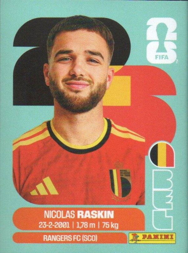 #BEL 11: Nicolas Raskin (Belgium) - Panini FIFA World Cup 2026 Canada, USA, Mexico. Standaard Editie