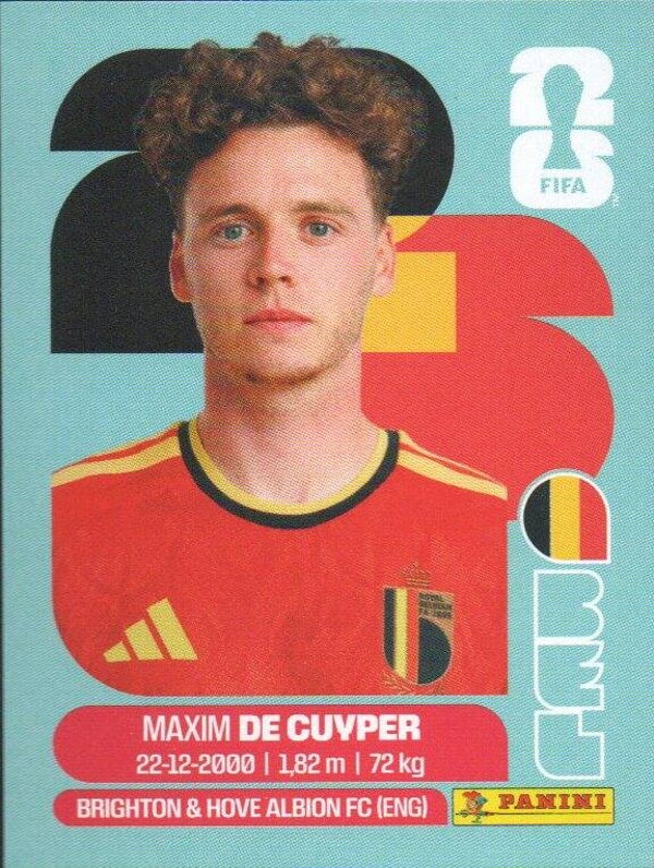 #BEL 7: Maxim de Cuyper (Belgium) - Panini FIFA World Cup 2026 Canada, USA, Mexico. Standaard Editie