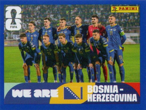 #BIH 13: Teamfoto (Bosnia & Herzegovina) - Panini FIFA World Cup 2026 Canada, USA, Mexico. Blue Border Parallel