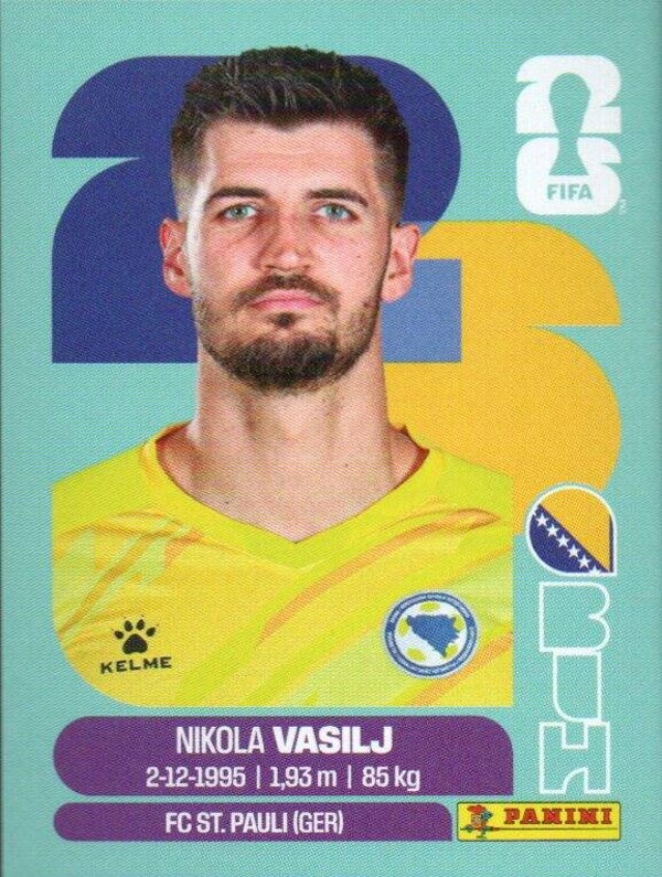 #BIH 2: Nikola Vasilj  (Bosnia & Herzegovina) - Panini FIFA World Cup 2026 Canada, USA, Mexico. Standaard Editie