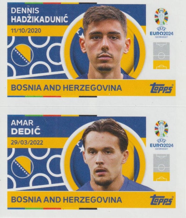 #BIH-4 / BIH-5: DENNIS HADZIKADUNIC / AMAR DEDIC (BOSNIA AND HERZEGOVINA) - TOPPS UEFA EURO 2024 GERMANY