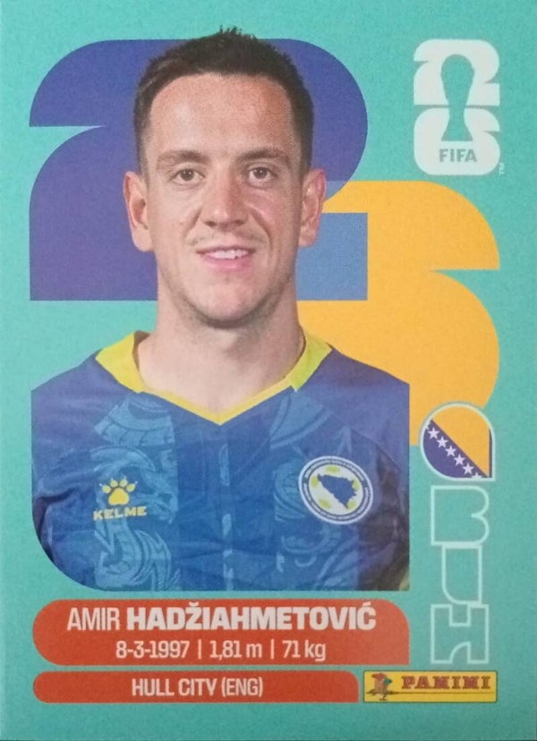 #BIH 8: Amir Hadziahmetovic (Bosnia & Herzegovina) - Panini FIFA World Cup 2026 Canada, USA, Mexico. Standaard Editie