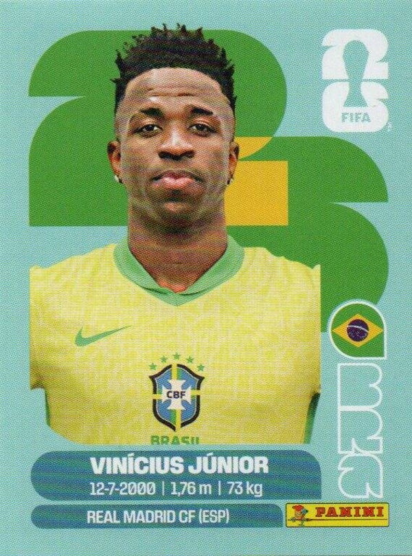 #BRA 14: Vinícius Júnior (Brazil) - Panini FIFA World Cup 2026 Canada, USA, Mexico. Standaard Editie
