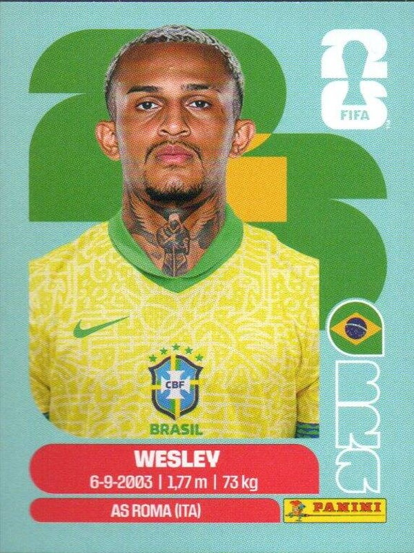 #BRA 8: Wesley (Brazil) - Panini FIFA World Cup 2026 Canada, USA, Mexico. Standaard Editie