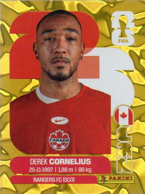 #CAN 7: Derek Cornelius (Canada) - Panini FIFA World Cup 2026 Canada, USA, Mexico. Gold Flood Crumple Editie