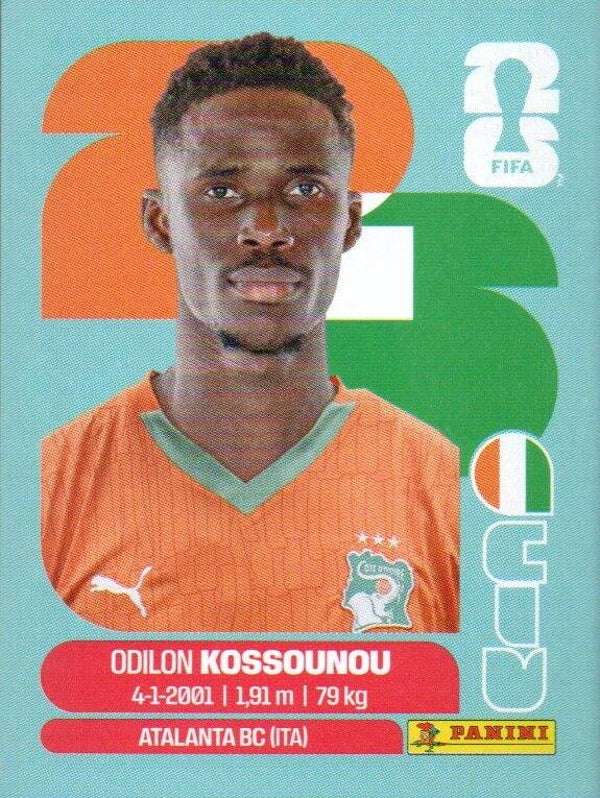 #CIV 5: Odilon Kossounou (Ivory Coast) - Panini FIFA World Cup 2026 Canada, USA, Mexico. Standaard Editie