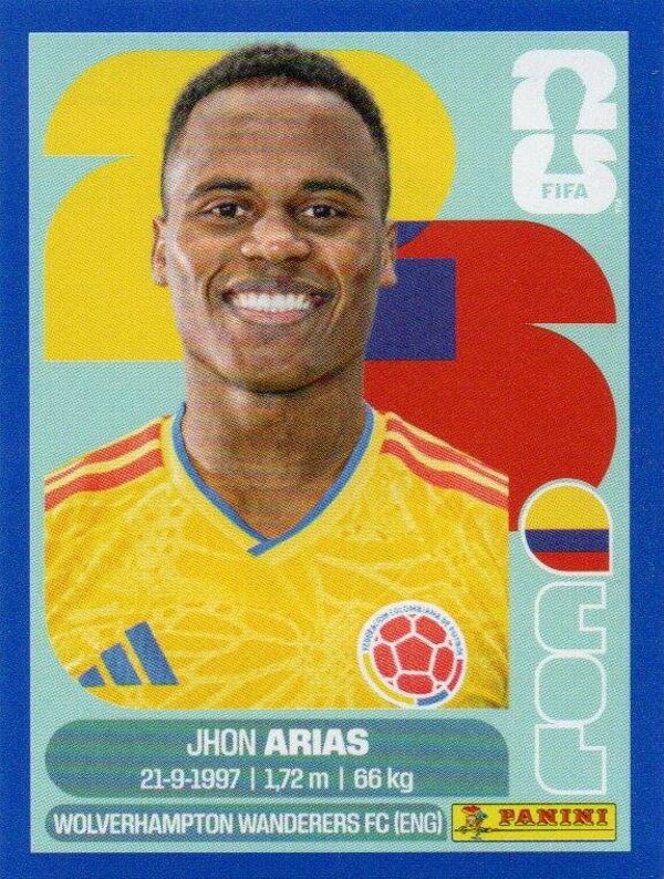#COL 17: Jhon Arias (Colombia) - Panini FIFA World Cup 2026 Canada, USA, Mexico. Blue Border Parallel