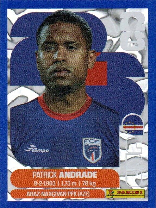 #CPV 11: Patrick Andrade (Cape Verde) - Panini FIFA World Cup 2026 Canada, USA, Mexico. Blue Crumple Parallel