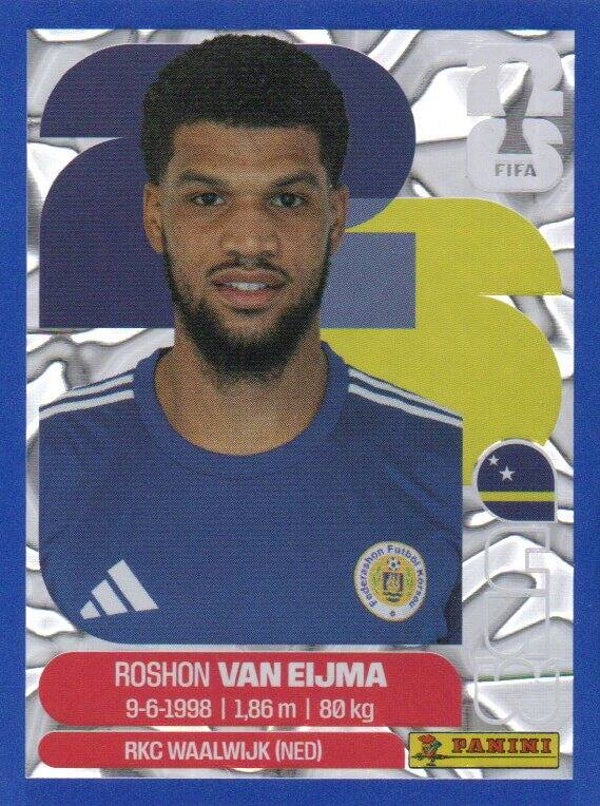 #CUW 7: Roshon van Eijma (Curaçao) - Panini FIFA World Cup 2026 Canada, USA, Mexico. Blue Crumple Parallel