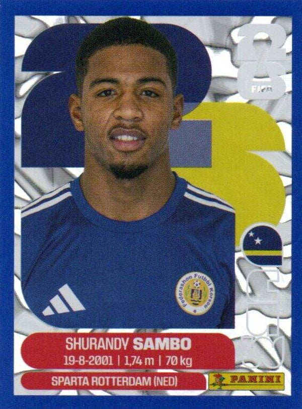 #CUW 8: Shurandy Sambo (Curaçao) - Panini FIFA World Cup 2026 Canada, USA, Mexico. Blue Crumple Parallel