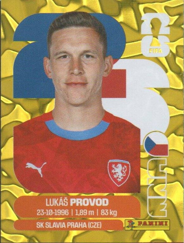 #CZE 10: Lukás Provod (Czechia) - Panini FIFA World Cup 2026 Canada, USA, Mexico. Gold Flood Crumple Editie