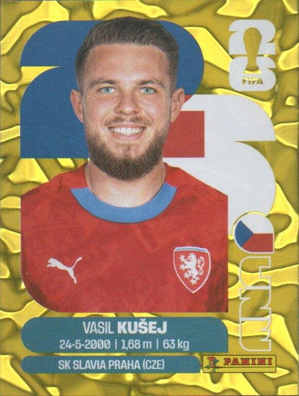 #CZE 16: Vasil Kusej (Czechia) - Panini FIFA World Cup 2026 Canada, USA, Mexico. Gold Flood Crumple Editie