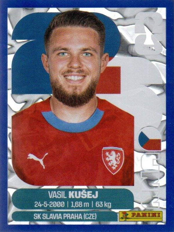 #CZE 16: Vasil Kusej (Czechia) - Panini FIFA World Cup 2026 Canada, USA, Mexico. Blue Crumple Parallel