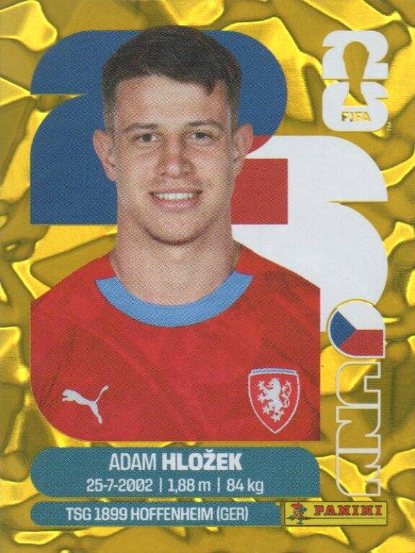 #CZE 19: Adam Hlozek (Czechia) - Panini FIFA World Cup 2026 Canada, USA, Mexico. Gold Flood Crumple Editie