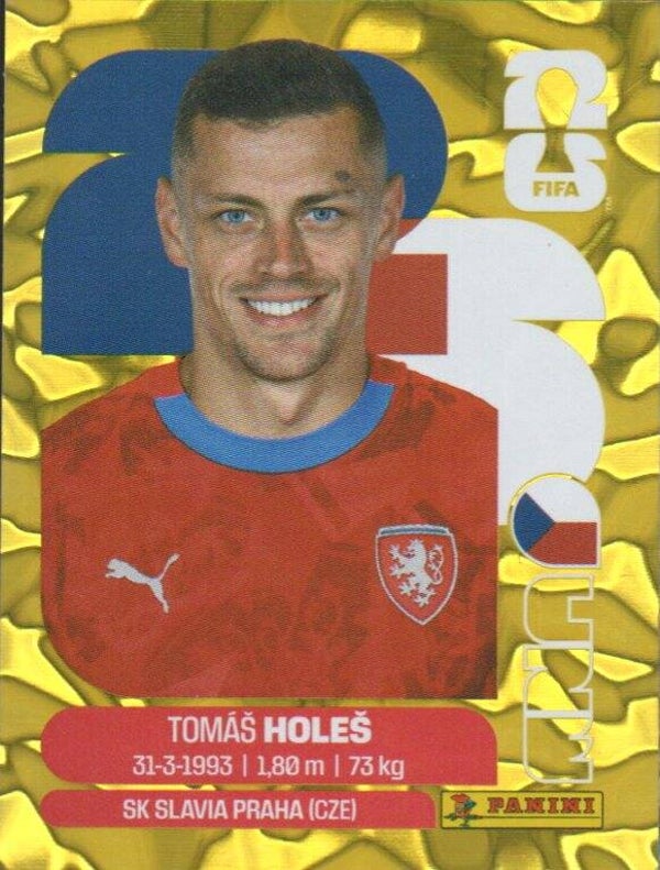 #CZE 7: Tomás Holes (Czechia) - Panini FIFA World Cup 2026 Canada, USA, Mexico. Gold Flood Crumple Editie