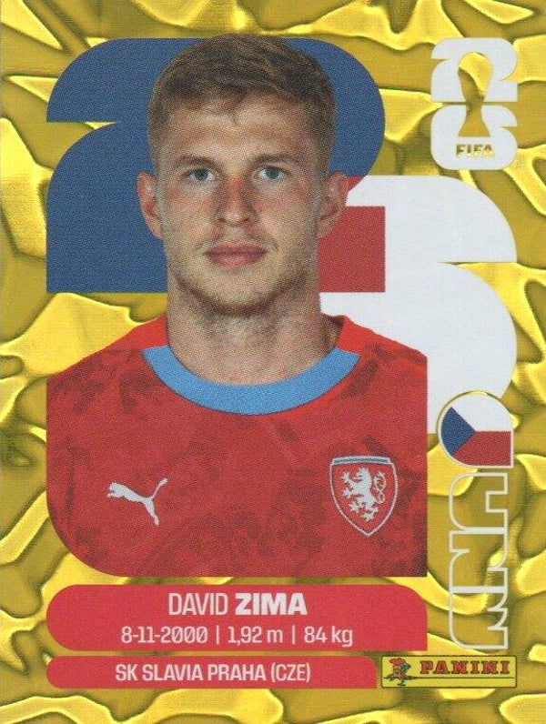 #CZE 8: David Zima (Czechia) - Panini FIFA World Cup 2026 Canada, USA, Mexico. Gold Flood Crumple Editie