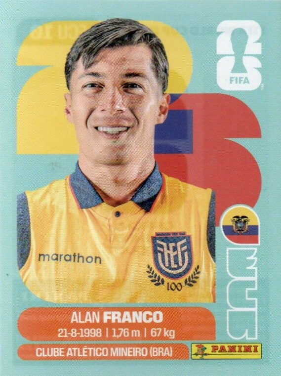 #ECU 10: Alan Franco (Ecuador) - Panini FIFA World Cup 2026 Canada, USA, Mexico. Standaard Editie
