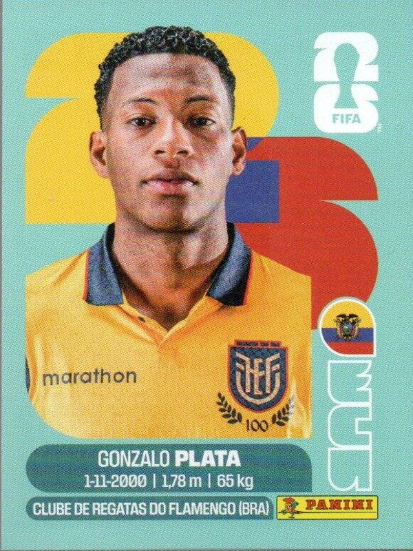 #ECU 16: Gonzalo Plata (Ecuador) - Panini FIFA World Cup 2026 Canada, USA, Mexico. Standaard Editie