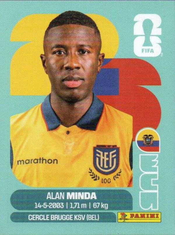 #ECU 18: Alan Minda (Ecuador) - Panini FIFA World Cup 2026 Canada, USA, Mexico. Standaard Editie