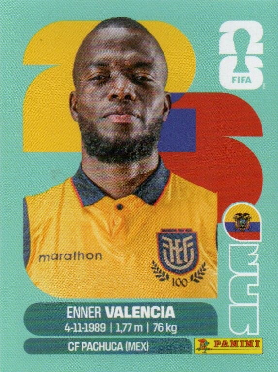#ECU 20: Enner Valencia (Ecuador) - Panini FIFA World Cup 2026 Canada, USA, Mexico. Standaard Editie